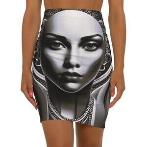 kokorepublic Women's Mid-Waist Pencil Skirt (AOP)